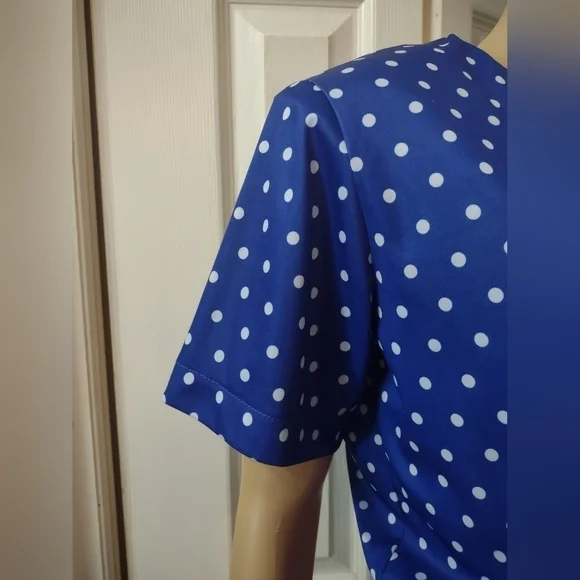 Anthony Richards women's size 8 petite blue with polka dot dress - Picture 3 of 8